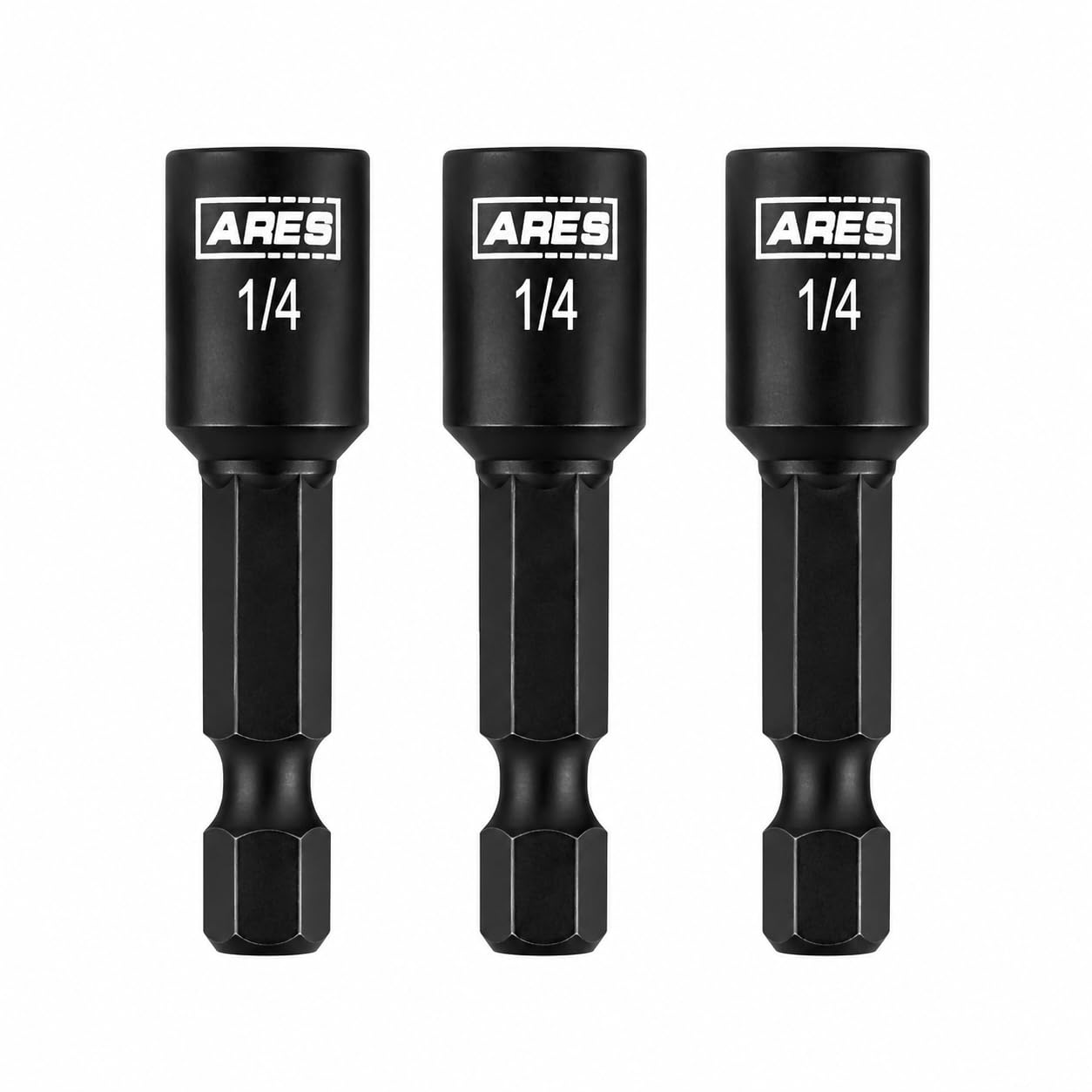 ARES 27012-3-Piece 1/4-Inch Magnetic Impact Nut Driver Bit Set